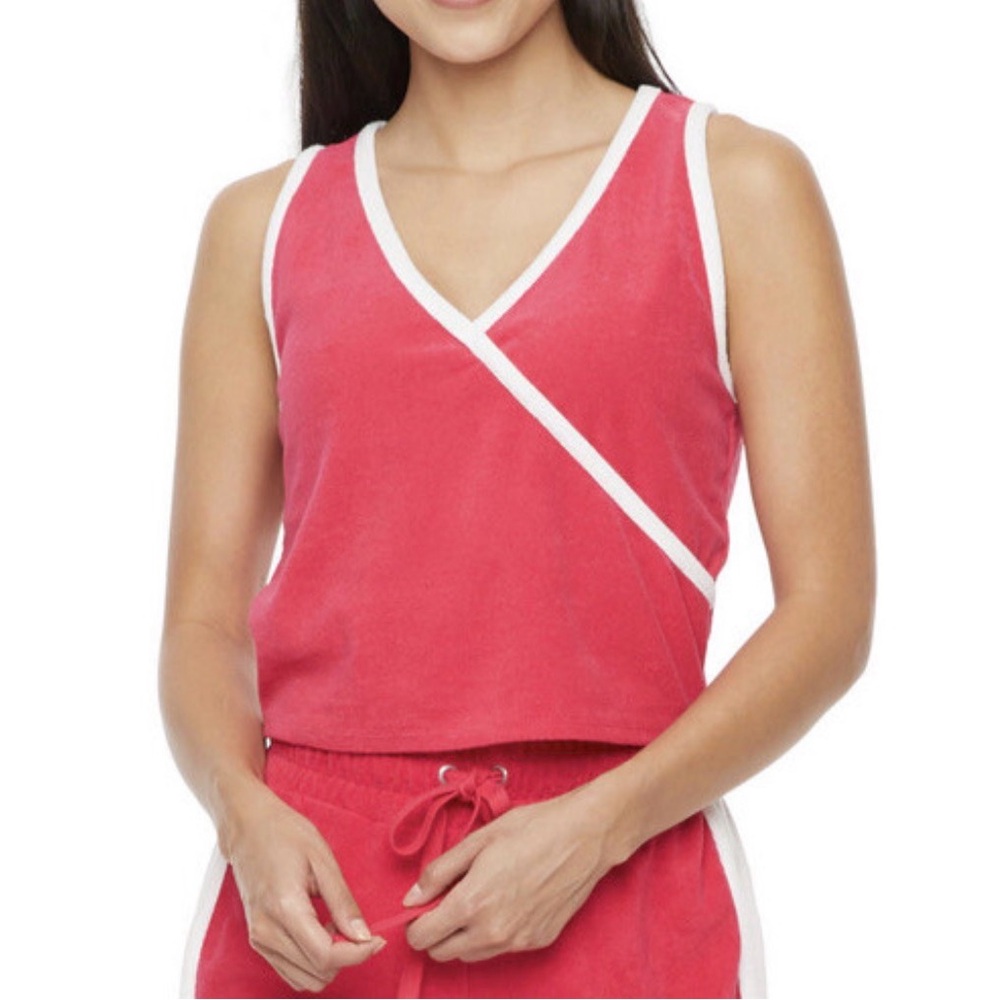 Juicy Couture Red Terry Cloth Women’s Wrap Look Tank Top XXL